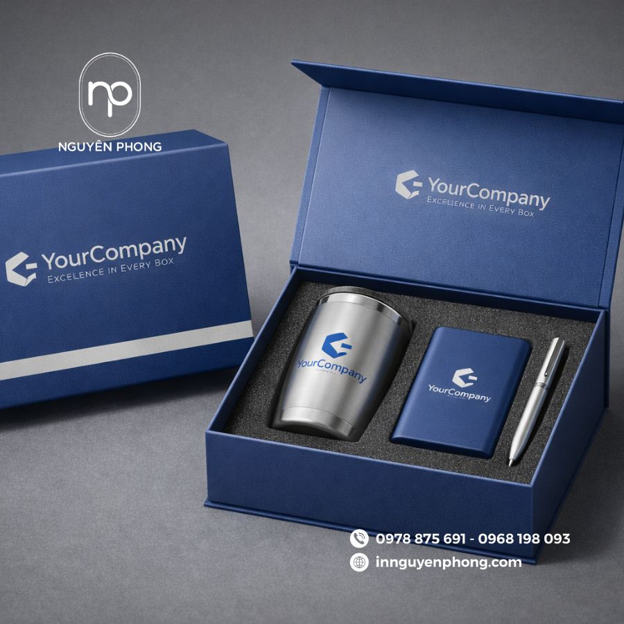 Thiết kế hộp quà doanh nghiệp đơn giản